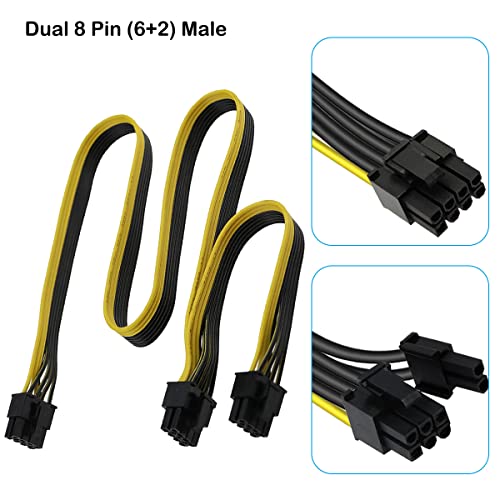 Cable adaptador 8 pines PCIe macho con conectores dobles split 6+2 pines 3