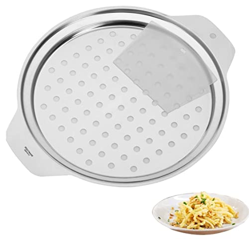 Westmark Spätzleblech/Topfaufsatz + Schaber - mühelose und schnelle Herstellung von Spätzle - Spätzlesieb für Töpfe (24-28 cm) - 100% rostfreier Edelstahl - spülmaschinengeeignet (Silber)
