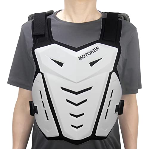 Motoker Adult Youth Motocross Chest Protector Riding Armor Vest Dirt Bike Back Protector Motorcycle Racing (White) #TOP1