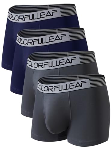 COLORFULLEAF Men's Underwear Cotton Boxer Briefs Trunks Soft Stretch Wide Waistband Underpants
