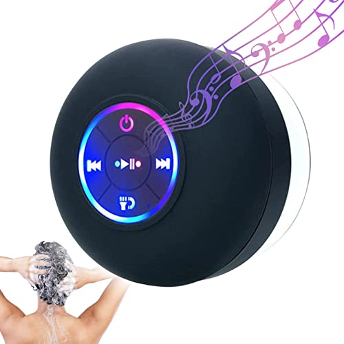 Botiniv Altavoz inalámbrico portátil para Ducha - Altavoz a Prueba de Agua con Luces de Colores | Conexión de señal Estable y Fuentes de Sonido claras para teléfonos Inteligentes, computadoras