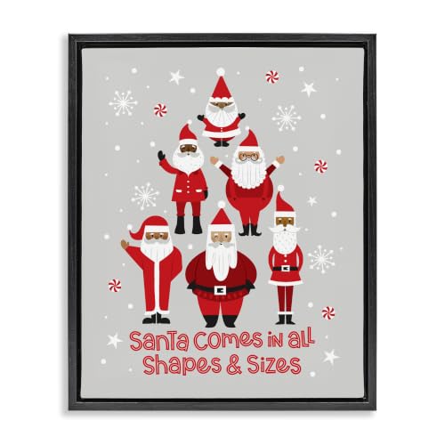 Santa All Shapes Sizes Christmas, 17 x 21 Inch Canvas in Floater Frame
