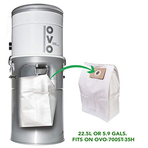 OVO Central Vacuum triple layer disposable filtration Bags, 22.5L/ 5.81 Gal. for OVO-700ST-35H