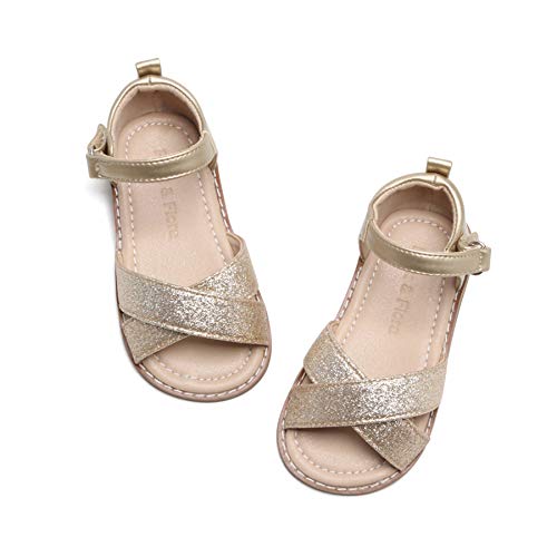 Image of Felix & Flora Toddler Girl Sandals - Flower Girl Dress Shoes Open Toe Little Kid Flats