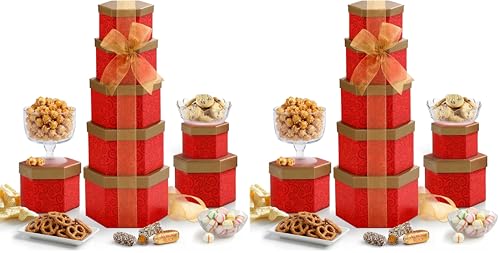Broadway Basketeers Chocolate and Sweets Ruby Red Gift Tower, Anniversary, Birthday, Thinking of You for Women, Wife, Girlfriend, Her or Him (Pack of 2) image 4