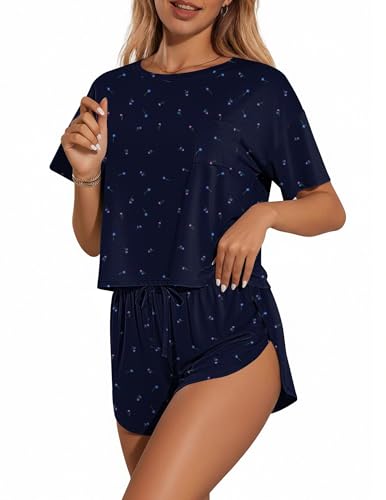 Image of Ekouaer Womens Pajama Sets Sexy Lounge Sets Side Split Short Pj Sets Cute Pjs 2 Piece Comfy Sleepwear Loungewear