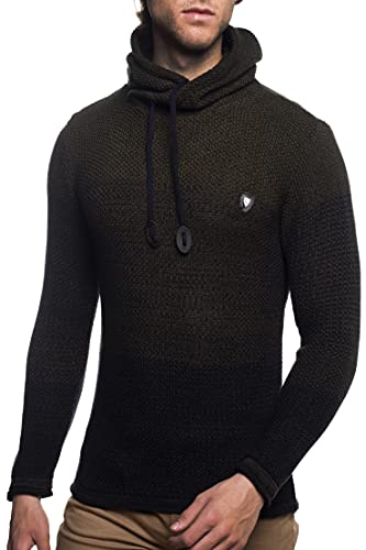 CRSM Pull en tricot pour homme avec col châle | Pull d'hiver pour homme avec dégradé de couleur | Pull en tricot élégant pour homme | Pull chaud pour homme | Confortable à capuche en tricot 7396
