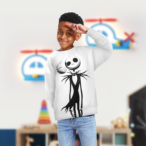 Youth Sweatshirts Long Sleeve Soft Halloween Gentleman Crewneck Pullover Sport Top Tee（5-10 Years）4