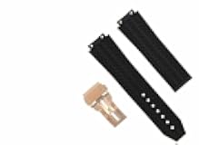 Replacement 24mm Rubber Band Strap Clasp Compatible With Hublot Big Bang 44-45mm Watch Black