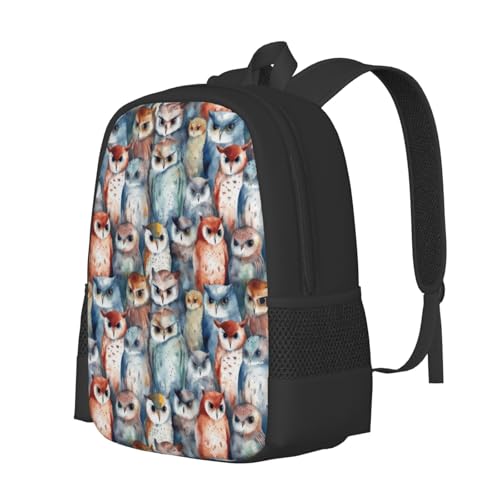 Watercolor Owl Backbags Large Adjustable Backpack Lightweight Daypack for Men Women 16.5 Inches2