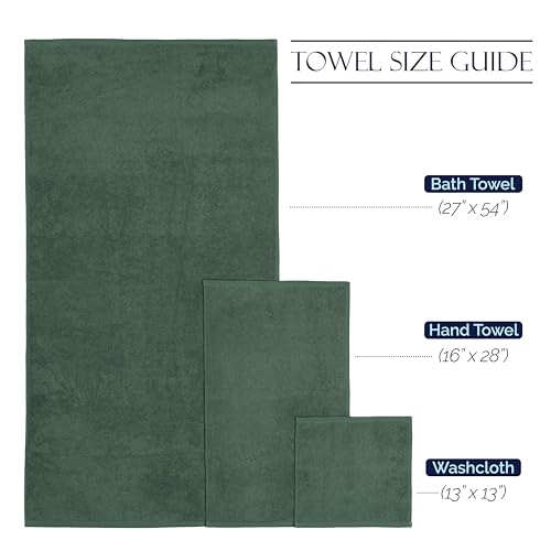 Image of Elegant Comfort Premium Cotton 8-Piece Towel Set, Includes 4 Washcloths, 2 Hand Towels and 2 Bath Towels, 100% Turkish Cotton - Highly Absorbent and Super Soft Towels for Bathroom, Hunter Green