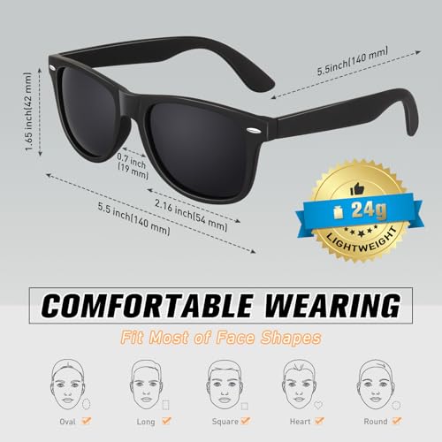 CGID Retro Polarized Sunglasses Men Womens Square Frame Black Shades UV400 - image 8