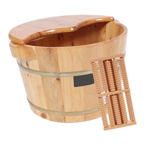 Spa à domicile relaxant avec ce grand bain de pieds en bois et couvercle