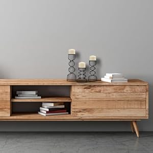 Lainon Candle Holders for Pillar Candles (Black, Set of 3) - Hand Crafted Black Metal Candle Holder Set - Metal Candle Holders Pillar for Table Centerpiece - Modern Candle Stand - 6", 9", 12" Lainon Candle Holders for Pillar Candles Black Set of 3 Hand Crafted Black Metal Candle Holder Set Metal Candle Holders Pillar for Table Centerpiece Modern Candle Stand 6 9 12