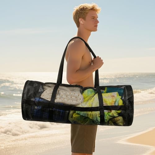 Large Diving Mesh Duffel Bag for Scuba Dive Snorkel Equipment Foldable Mesh Duffle Beach Tote Bag, Spearfishing, Freediving, Swimming, Travel, Gym, Sports