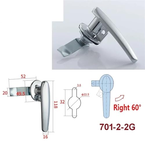 Poignée de fermeture industrielle robuste 2-2G-R pour armoire technique