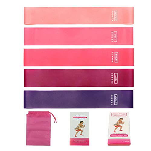 OSOLADY 5Piezas Banda De Resistencia para Mujeres De Gradiente para Ejercicios De Glúteos Yoga y Pilates Incluye Bolsa De Almacenamiento y Manual Inglés
