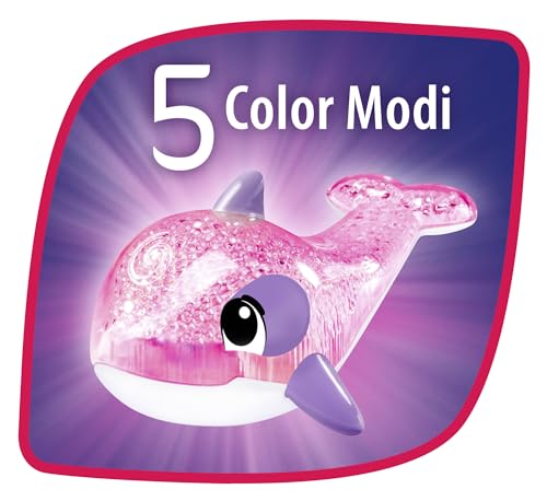 Simba ABC Funkel Delfin, mit magischer Regenbogen Lichtfunktion, Badewannenspielzeug, 14cm, ab 12 Monate