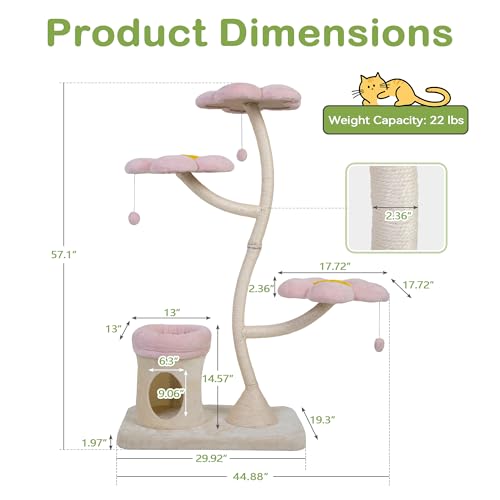Árbol para Gatos COZIWOW 57" Heavy Duty con Torre y Condominio miniatura 6