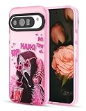 Yebowe Case for Google Pixel 8, Cute Scream Horror Skeleton Skull Design, Aesthetic Funny Cartoon Protective Cover for Women and Girls, Pink
