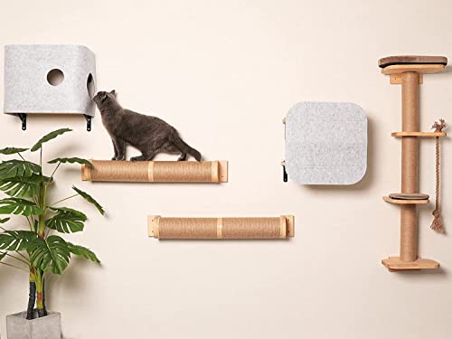 Image of Callas Cat Scratching Post Wall Mounted, 33 Inch Tall | Cat Scratch Post for Large /Small Cats, Rubber Wood Cat Scratcher Posts for Kittens | 602-Cream