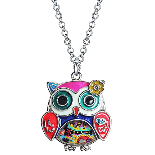 Collier en alliage émaillé avec pendentif hibou Anime Owl Cadeaux pour femmes filles Charms oiseaux Bijoux de mode