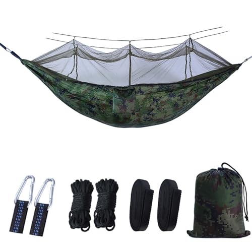 TFixol Hamaca portátil para dos personas con mosquitera para patio, jardín, camping, mochilero, camuflaje