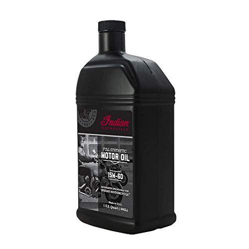 Indian Motorcycle Oil 15W-60 Full Synthetic, Fits All V-Twin Engine Models, Motor Oils, Ultimate Engine Protection, Outstanding Clutch Performance and Shear Stability, 1 Quart - Part 2880187