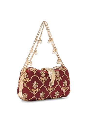 Image of TOOBA Handicraft Clutch Purse For Women with Sleek Design Embroidered Clutch| Trendy Stylish Bridal, Party, Wedding Sling Bag