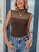 Avidlove Tank Top Bodysuit for Women Mock Neck Mesh Body Suits Sheer Ruched One Piece Going Out Tops Concert Outfits