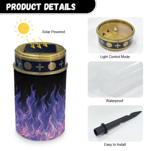 Image of Waterproof Cemetery Solar Lights Flameless Candle | Halloween Solar Lights for Cemetery Grave Decorations, Water Resistant LED Flameless Candle for Grave Memorial Gift Outdoor