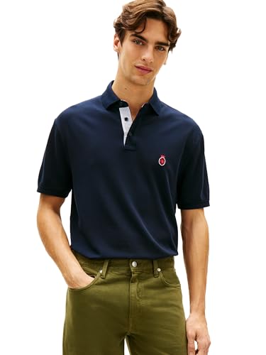 Camisetas polo casuales de manga corta para hombre de Tommy Hilfiger, corte clásico con diseño bordado del escudo miniatura 1