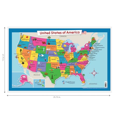 Lighthouse Geographics 44010 Usa Wall Map For Kids thumb #1