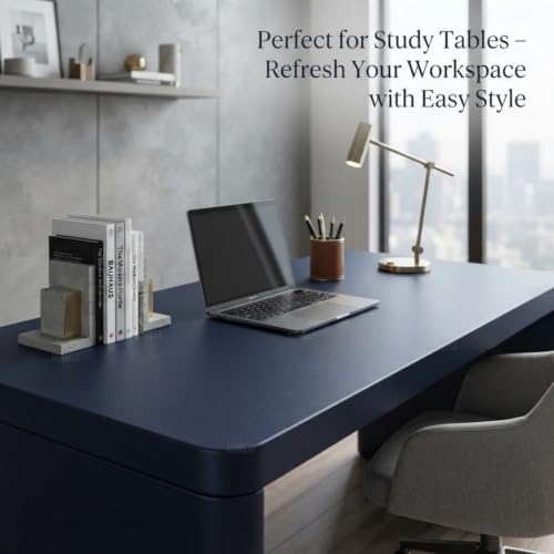 Image of HOME13 Blue Matte Wallpaper Peel & Stick Waterproof Self Adhesive Wallpaper Removable Vinyl Decorative for Desk Furniture Countertop Cabinet(20x80 Inch)