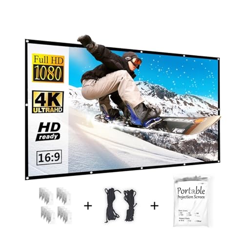 Pantalla de proyector portátil y plegable de poliéster 16:9 blanca para cine en casa