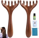 Kopfhaarmassagegerät, 2 Stück Holz Kopfhaut Massagebürste, kopfmassagegerät, Kopfmassage Kamm Massagewerkzeug Scalp Massager für Entspannende Kopfhautpflege Ideal für Mutter, Schwester und Freund