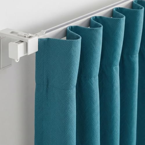 Image of FRESH FROM LOOM 6 ft Window Curtains for Slider Track | Non-Ring Curtains | S-Wave Pleat | Non-Ring Curtains | S-Wave Pleat | Premium Blackout Parde | Parda (Aqua | 6 Feet Long, Set of 2)