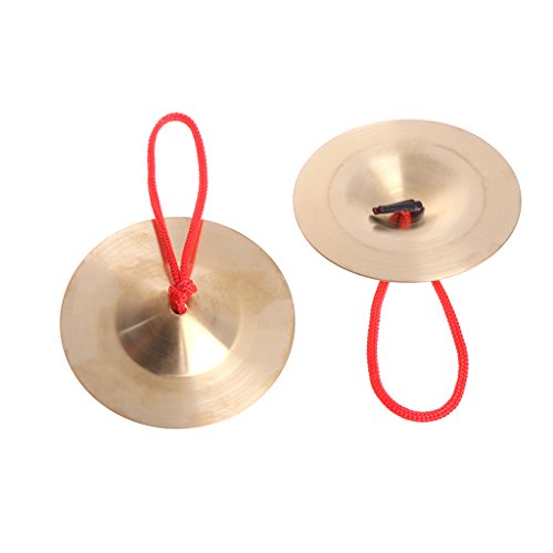1 Pair Hand Percussion Instruments Traditional Chinese Gong With Finger Rope For Stage Party Musical