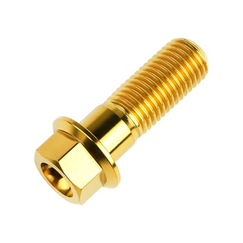 Image of Titanium Bolt M12 30 35 40 45 50 55 60 65 70 75 80 85 90mm Hex Small Flange Head for Motorcycle Car Modification Pack of 4 (M12x35mm Pitch 1.25, Gold)