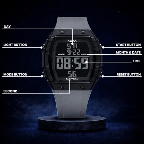 Image of V2A Digitron 2209 Tonneau Design Digital Sports Watch for Men & Boys | Alarm, Stopwatch, 12 /24H | 3 ATM Water Resistant | Luminous Display | | Sports, Fitness, Outdoor & Training| Gifts for Men & Boys
