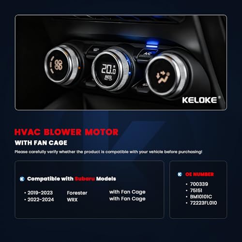 Image of KELOKE Front HVAC Heater Blower Motor Fan Compatible with Subaru | Forester 2019-2023, WRX 2022-2024, with Fan Cage, Replace# 700339 72223FL010 BM10101C