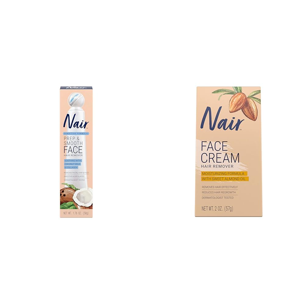 NAIR Prep & Smooth Face Hair Remover for Women with Moisturizing Face Cream, 2OZ