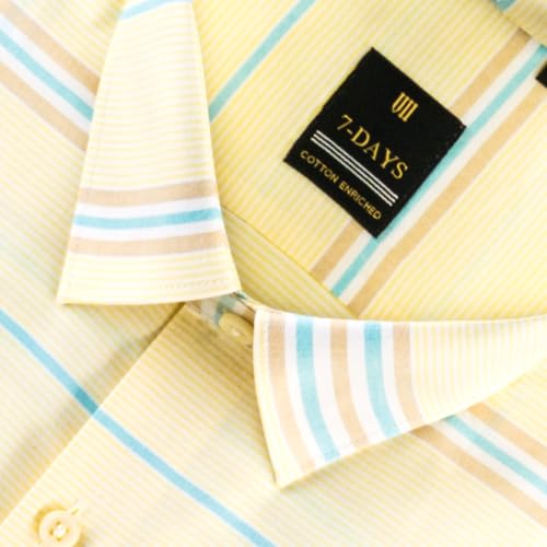 Image of 7-DAYS Men's Premium Striped Formal Shirt - Cotton Rich, Regular Fit, Full Sleeve, with Pocket, Wrinkle Resistant - Stylish Office & Everyday Wear.