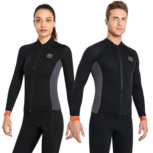 Chaqueta de neopreno 3 mm para hombre y mujer, manga larga, traje para deportes acuáticos, buceo, snorkel, surf y natación miniatura 6