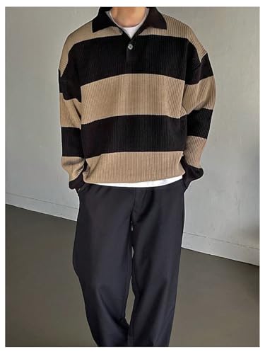 Floerns Men's Color Block Striped Long Sleeve Thermal Knitted Sweater Pullover4