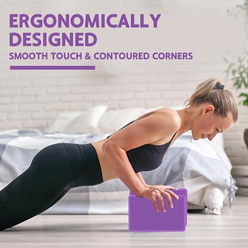 Yoga Block - Supportive Latex-Free Eva Foam - Soft Non-Slip Surface with Beveled Edges for Yoga, Pilates, Meditation - Yoga Accessories for Stability, Balance, Deepen Stretches