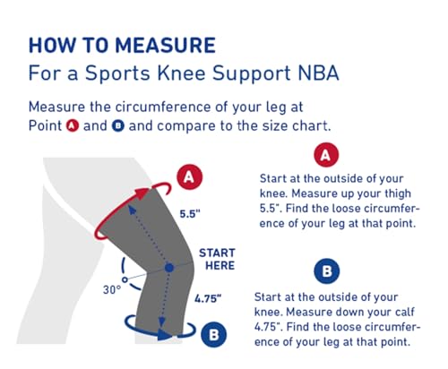 Bauerfeind NBA Sports Knee Support - Licensed Compression Brace with Omega Gel Pad for Pain Relief (Black, L)