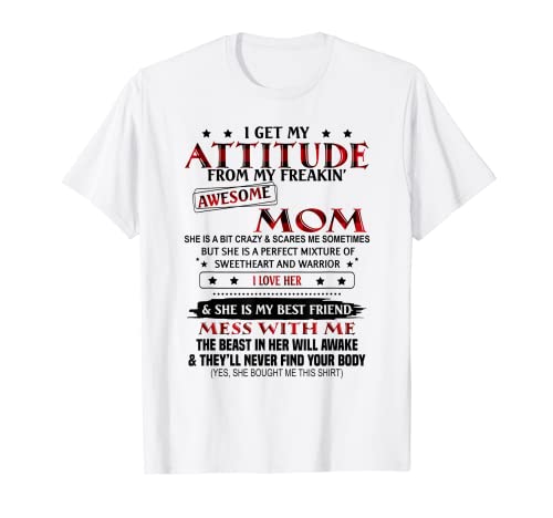 I get my attitude from my freakin' awesome mom cuadros rojos Camiseta