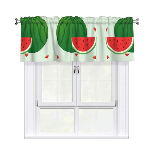 kastiong Cortina de cenefa con estampado de sandía de dibujos animados, 137 x 45,7 cm, cenefas para ventana en cocina y baño, decoración corta