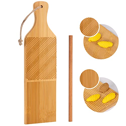 Maveite Bamboo Gnocchi Board with Pasta Maker & Garganelli Stick